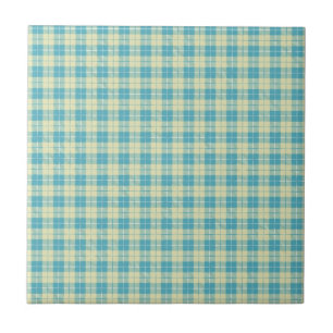 Pretty Blue and Pastel Yellow Plaid Tile