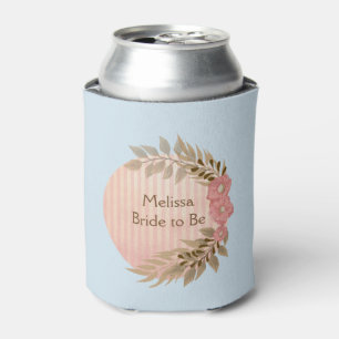 Pretty Blue and Pink Flowers Can Cooler