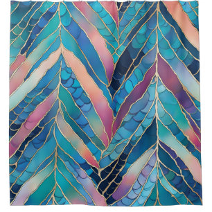 Pretty Blue And Pink Mermaid Tail Scales  Shower Curtain