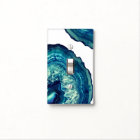 Pretty Blue and Teal Agate Geode Stone on Blue
