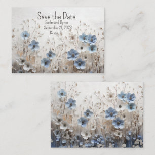 Pretty Blue and White 3D Flower Garden Wedding Card