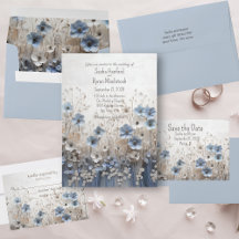 Pretty Blue and White 3D Flower Garden Wedding