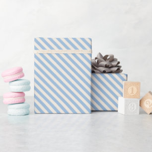 Pretty Blue and White Diagonal Stripes Pattern Wrapping Paper