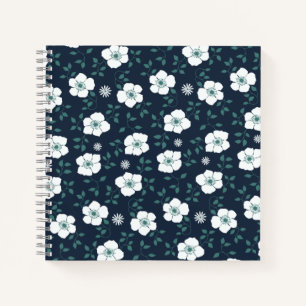 Pretty Blue and White Floral Pattern Notebook