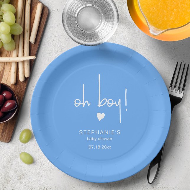 Pretty Blue Baby Boy Shower Paper Plate (Creator Uploaded)