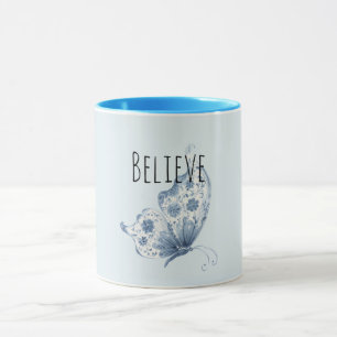 Pretty Blue Believe Butterfly Mug