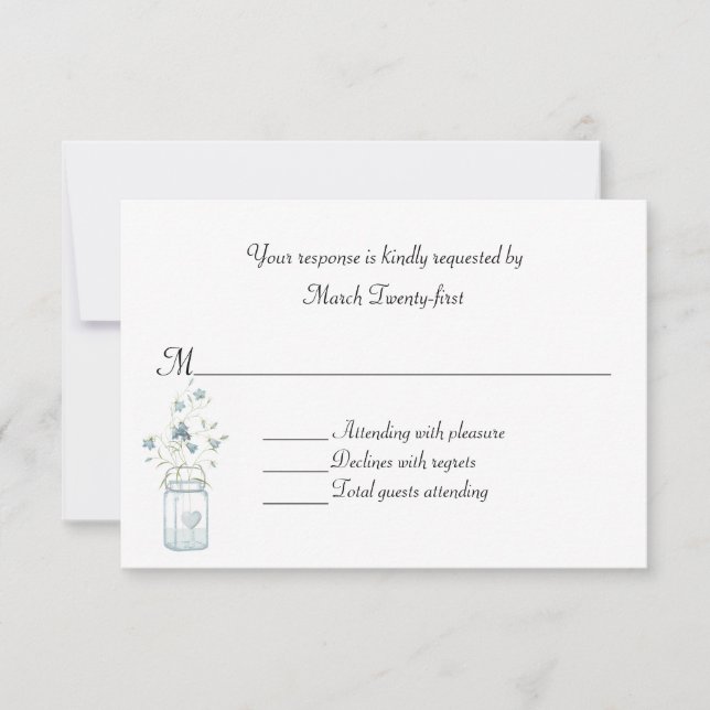 Pretty Blue Bells Custom Wedding RSVP Card (Front)