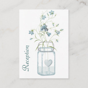 Pretty Blue Bells in a Mason Jar Wedding Enclosure Card