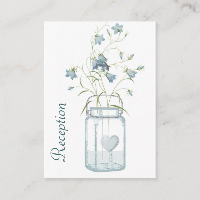 Pretty Blue Bells in a Mason Jar Wedding Enclosure Card (Front)