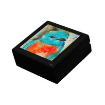 Pretty Blue Bird Wooden Jewellery Keepsake Box