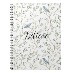 Pretty Blue Birds Believe Notebook