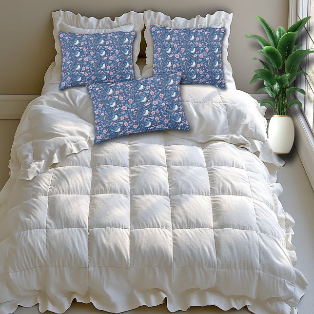 Pretty Blue Birds Pink Roses Elegant Decorative Cushion (Creator Uploaded)