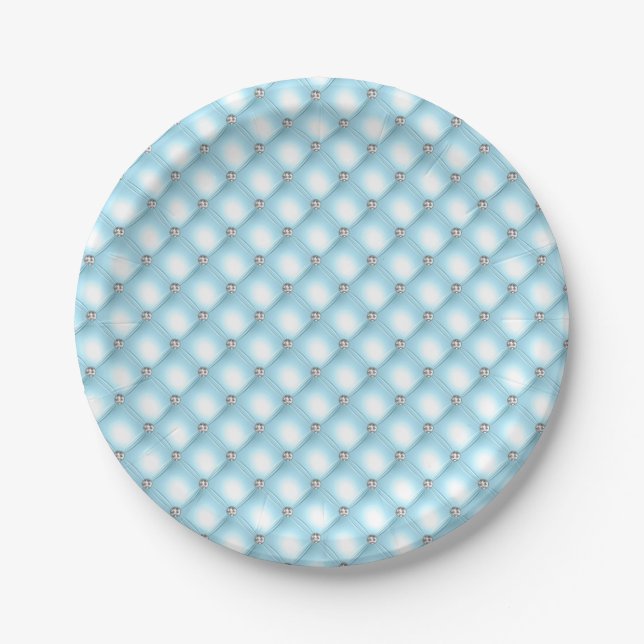 Pretty Blue Bling Paper Plate (Front)