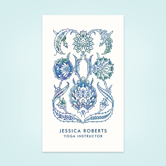 Pretty Blue Boho Yoga Instructor Business Card (Creator Uploaded)