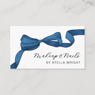 Pretty Blue Bow Beauty QR Code Business Card