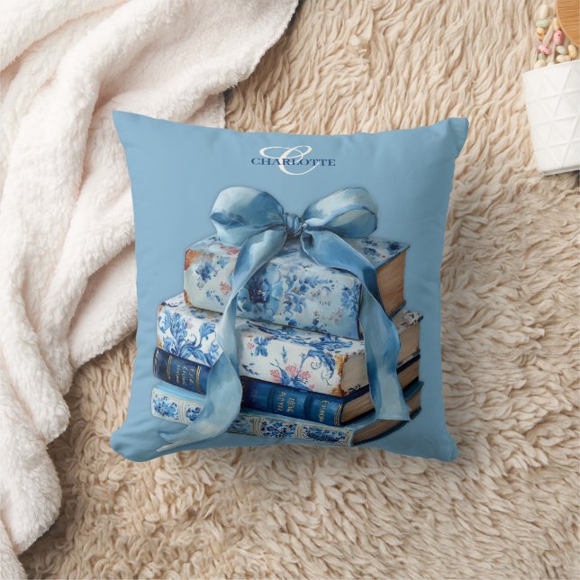 Pretty Blue Bow Bookish Cushion (Blanket)