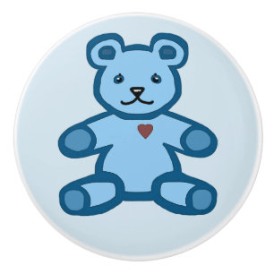 Pretty blue boy baby teddy bear ceramic knob