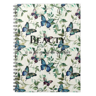 Pretty Blue Butterflies Beauty Quote Notebook