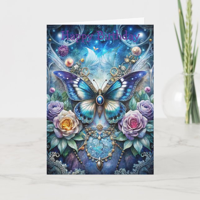Pretty Blue Butterfly Card (Front)