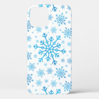 Pretty Blue Christmas Snowflakes on Winter White