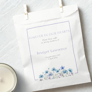 Pretty Blue Cosmos Flowers Funeral Seed Packet Favour Bags