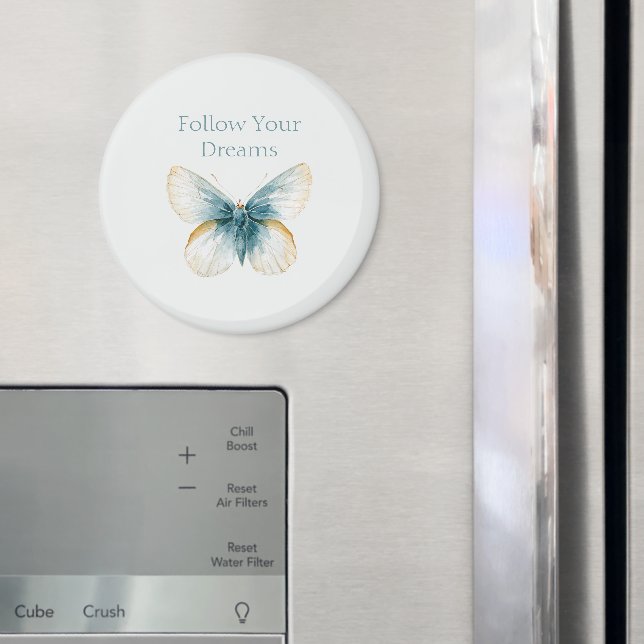 Pretty Blue Cream Butterfly Magnet (In Situ (Fridge))