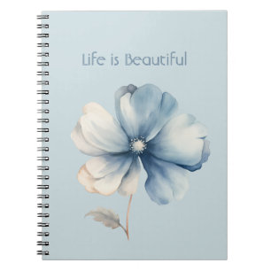 Pretty Blue Cream Flower Notebook