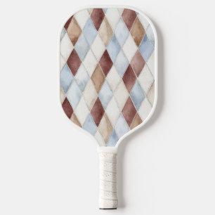 Pretty Blue Cream Tan Brown Diamonds Pickleball Paddle