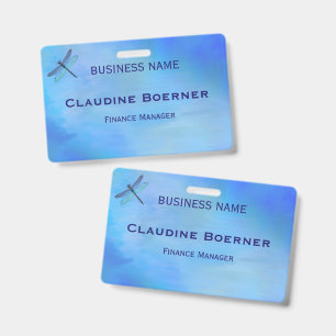Pretty Blue Dragonfly Business Artist Crafter ID Badge