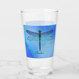 Pretty Blue Dragonfly Drink Beer Pint Glasses