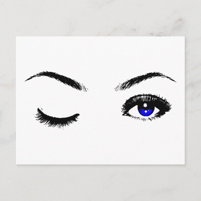 Pretty Blue Eyes Winking Postcard (Front)
