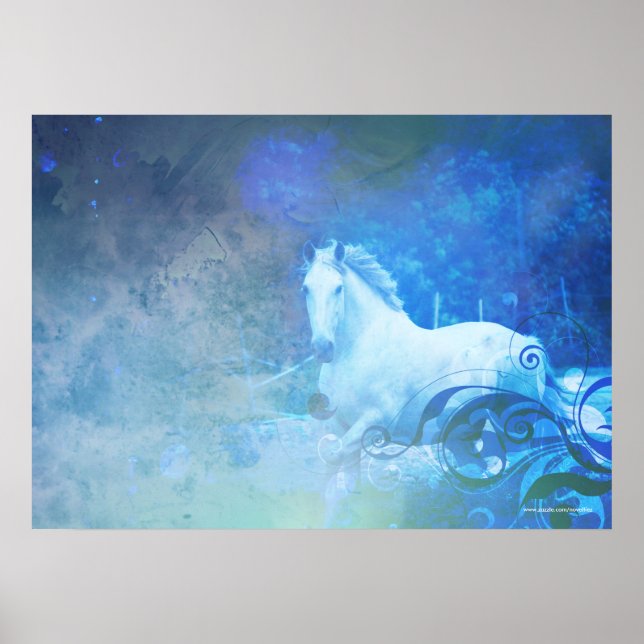 Pretty Blue Fantasy Horse Poster (Front)