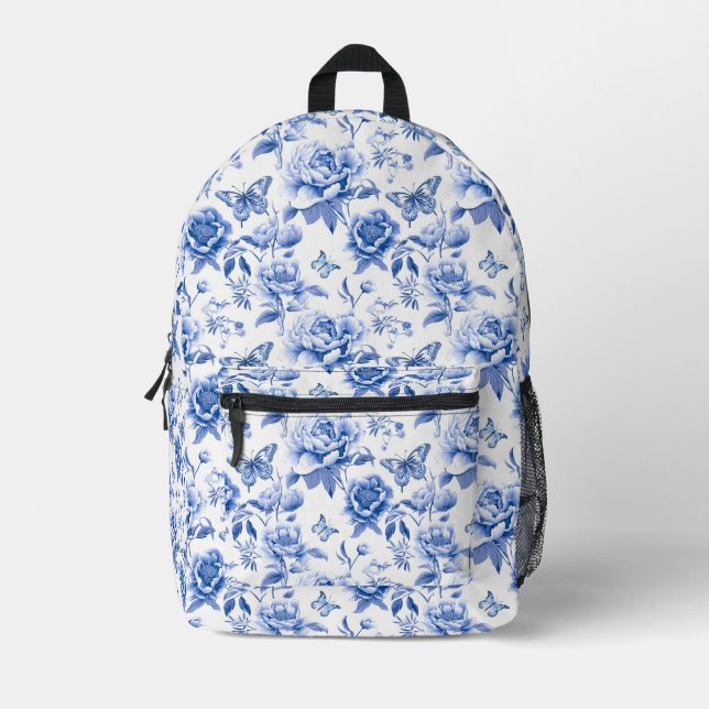 Pretty Blue Floral Backpack (Front)