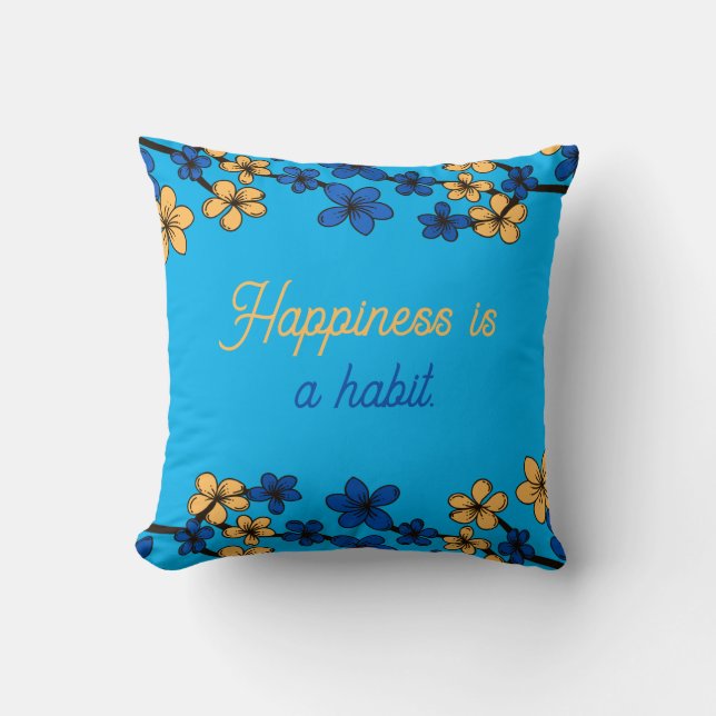 Pretty Blue Floral Cushion (Front)