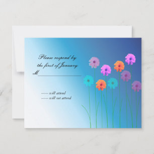 Pretty Blue Floral RSVP Reply Card