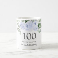 Pretty Blue Floral Womans 100th Birthday Gift