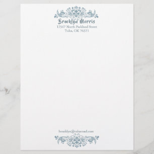 Pretty Blue Flourish Frame Custom Letterhead