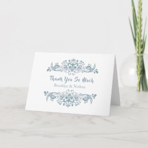 Pretty Blue Flourish Thank You Card