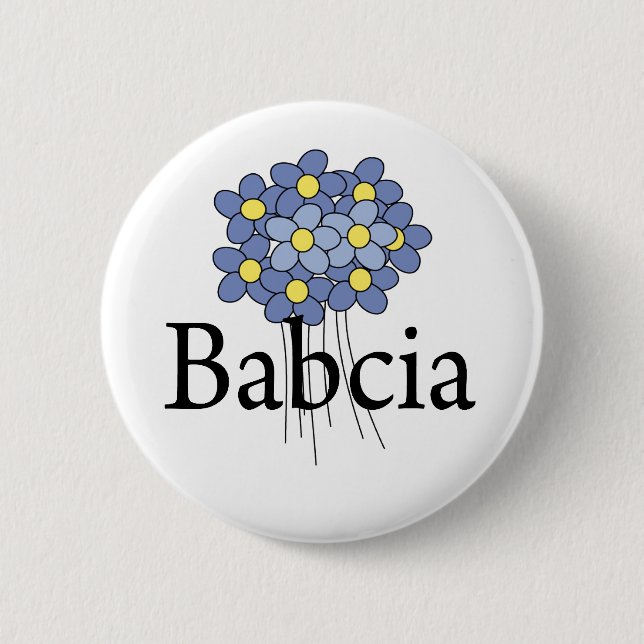 Pretty Blue Flower Babcia T-shirt 6 Cm Round Badge (Front)