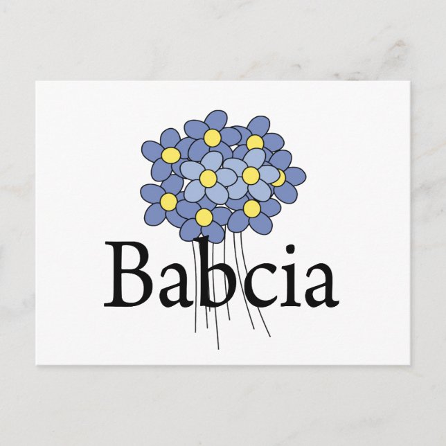 Pretty Blue Flower Babcia T-shirt Postcard (Front)