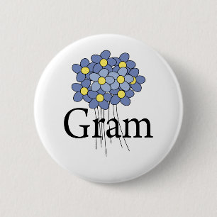 Pretty Blue Flower Gram T-shirt 6 Cm Round Badge