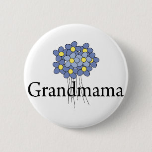 Pretty Blue Flower Grandmama T-shirt 6 Cm Round Badge