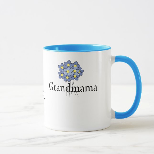 Pretty Blue Flower Grandmama T-shirt Mug (Right)