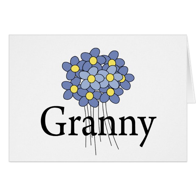 Pretty Blue Flower Granny T-shirt (Front Horizontal)