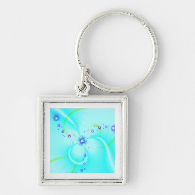 Pretty Blue Flower  Key Ring (Front)