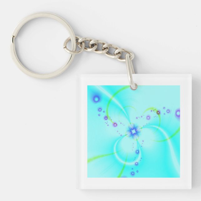 Pretty Blue Flower  Key Ring (Front)