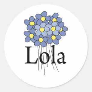 Pretty Blue Flower Lola T-shirt Classic Round Sticker
