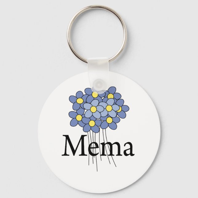 Pretty Blue Flower MeMa T-shirt Key Ring (Front)