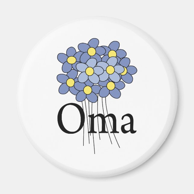 Pretty Blue Flower Oma T-shirt Magnet (Front)