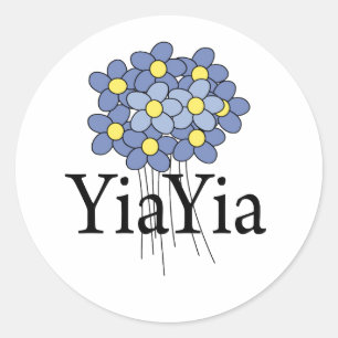 Pretty Blue Flower YiaYia T-shirt Classic Round Sticker
